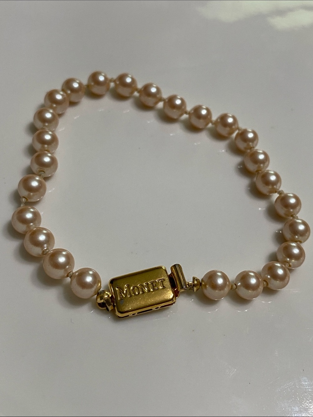Monet Champagne Pearl Bracelet with Gold Clasp